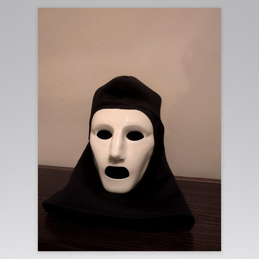 White Face Mask with Attached Balaclava