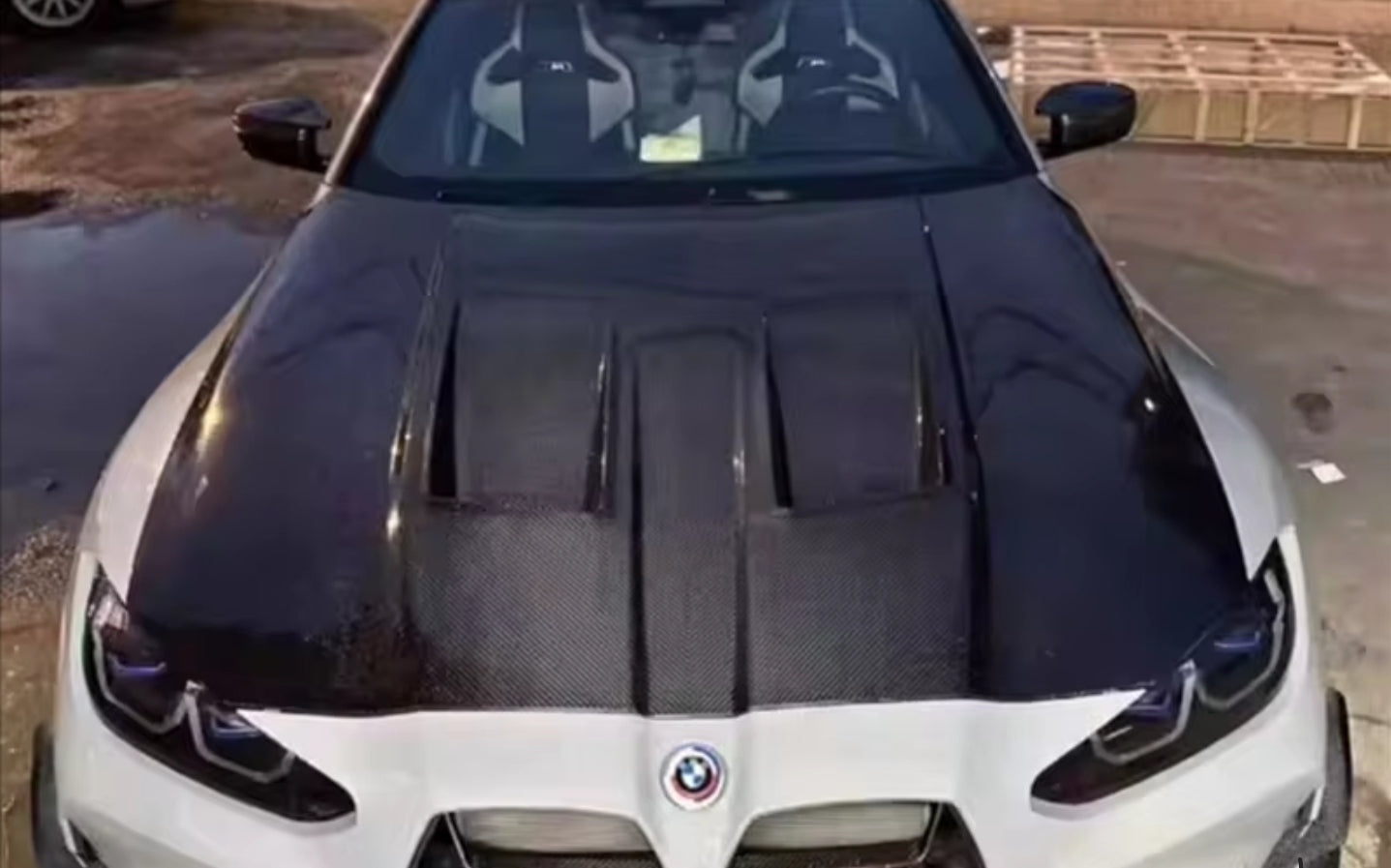 Dry carbon fiber G80 hood / bonnet .