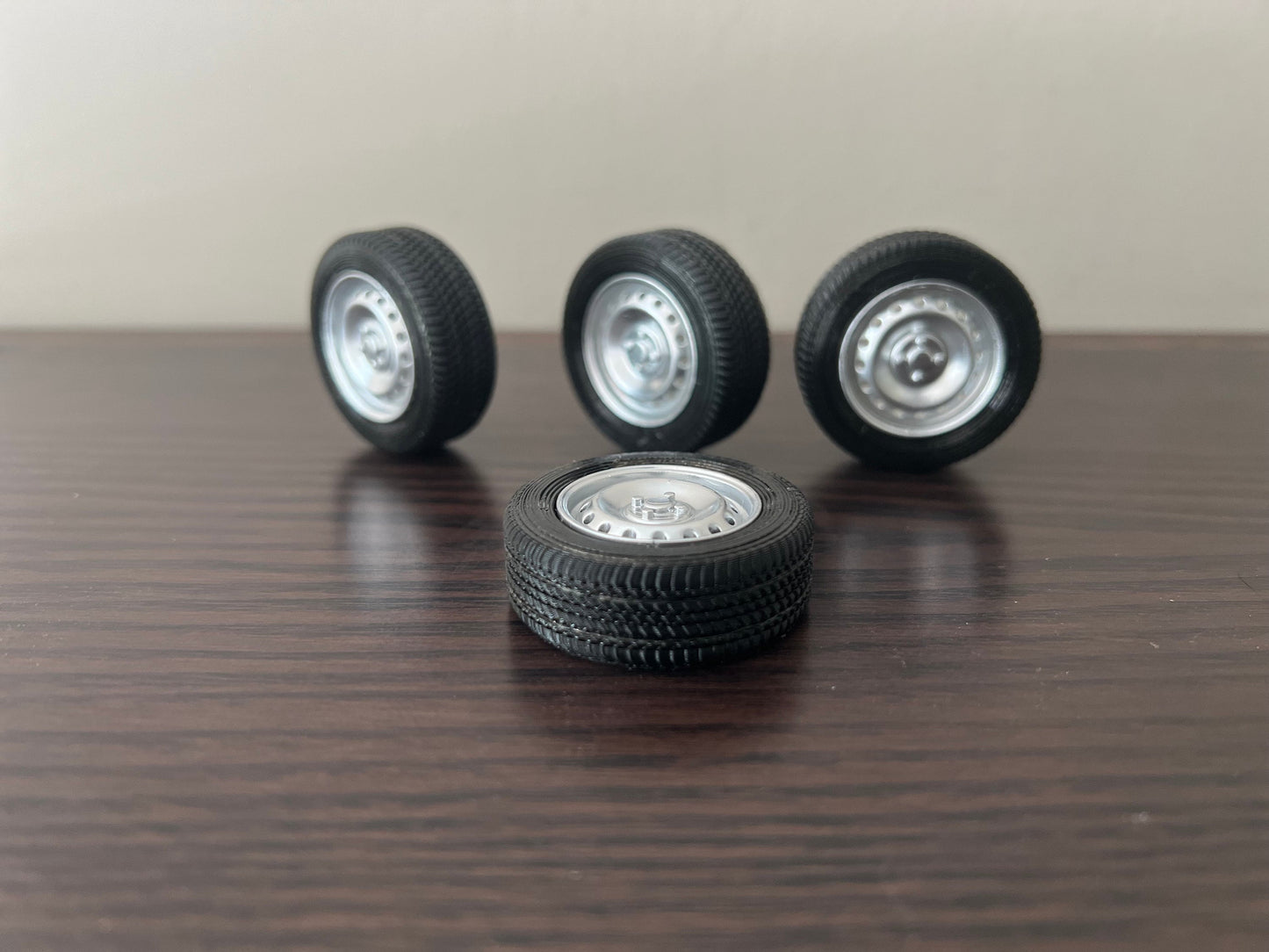 High resolution 3D printed rims and flexible tyres for miniature cars and RC cars.