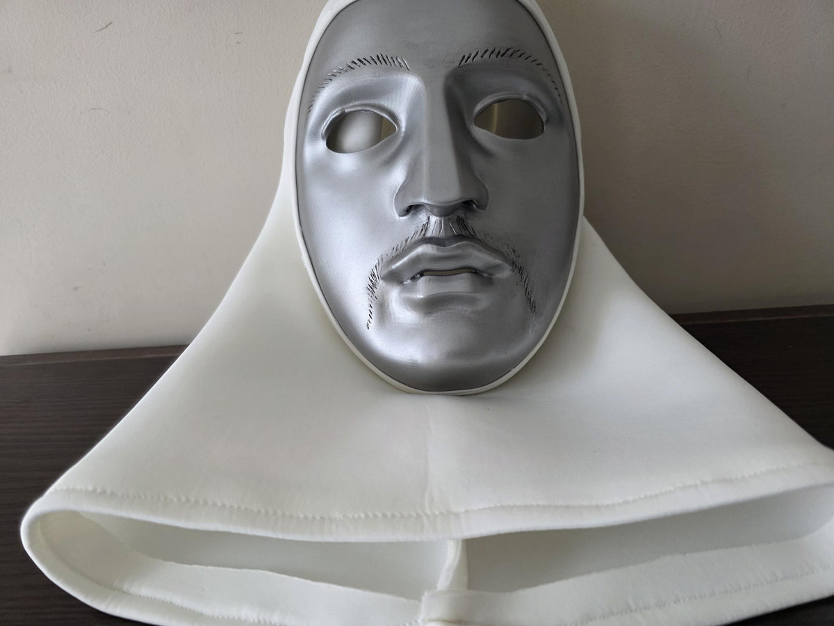 high definition 3d printed mask design with a custom-made hoodie