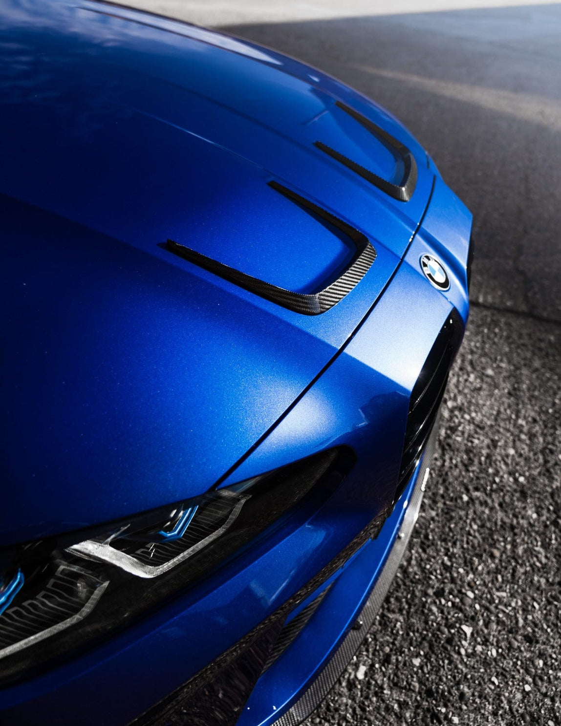 Dry carbon fiber G80 hood skirts / bonnet skirts.