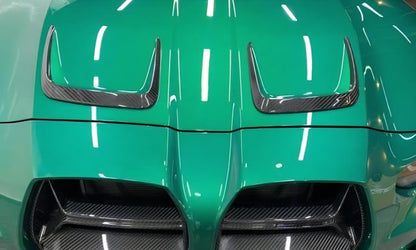 Dry carbon fiber G80 hood skirts / bonnet skirts.